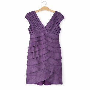 ADRIANNA PAPELL | Purple Shimmery Tiered Bodycon Dress - Size 4